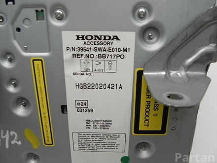 HONDA 39541-SWA-E010-M1 / 39541SWAE010M1 CR-V III (RE_) 2007 Radio / CD