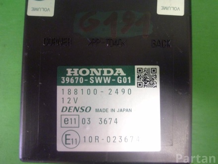 HONDA 39670-SWW-G01, 188100-2490 / 39670SWWG01, 1881002490 CR-V III (RE_) 2007 Control unit for park assist