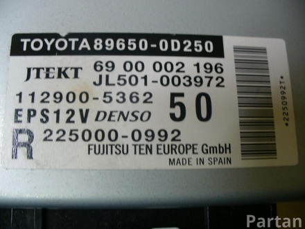 TOYOTA 89650-0D250 / 896500D250 YARIS (_P13_) 2011 Power Steering control unit