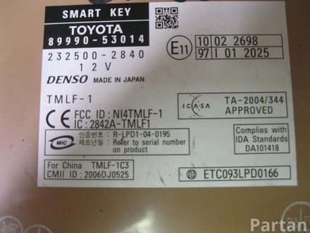 LEXUS 89990-53014 / 8999053014 IS II (GSE2_, ALE2_, USE2_) 2007 Control unit for access and start authorisation (kessy)