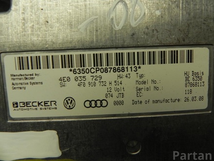 AUDI 4E0 035 729, 4F0 910 732 H / 4E0035729, 4F0910732H A6 (4F2, C6) 2008 Interface box (control unit 'bluetooth')