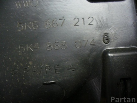 VW 5K6 867 212, 5K4 868 074 G / 5K6867212, 5K4868074G GOLF VI (5K1) 2009 Door trim panel 
