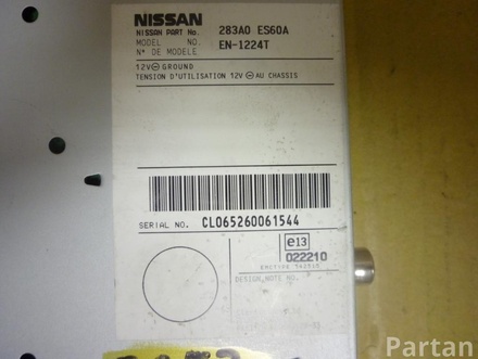 NISSAN 283A0 ES60A / 283A0ES60A X-TRAIL (T30) 2005 Radio unit