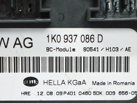 SKODA 1K0937086D SUPERB II (3T4) 2009 Central electronic control unit for comfort system