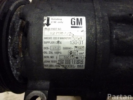 SAAB 12756725 9-5 (YS3E) 2006 Compressor, air conditioning