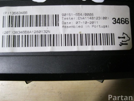 OPEL 13583466 ASTRA J 2012 Control Unit, air conditioning