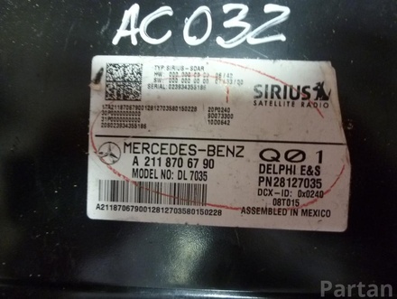 MERCEDES-BENZ A 211 870 67 90 / A2118706790 M-CLASS (W164) 2008 Radio unit