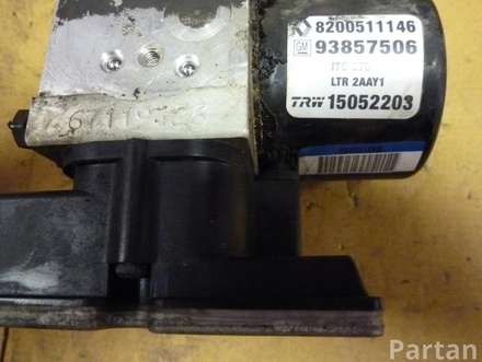 VAUXHALL 15052203, 93857506 VIVARO Platform/Chassis (E7) 2008 Control unit ABS Hydraulic 