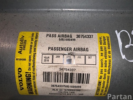 VOLVO 30754337 S60 I 2006 Front Passenger Airbag