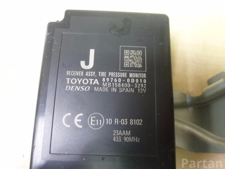 TOYOTA 89760-0D010 / 897600D010 YARIS (_P13_) 2014 Control module tire pressure system