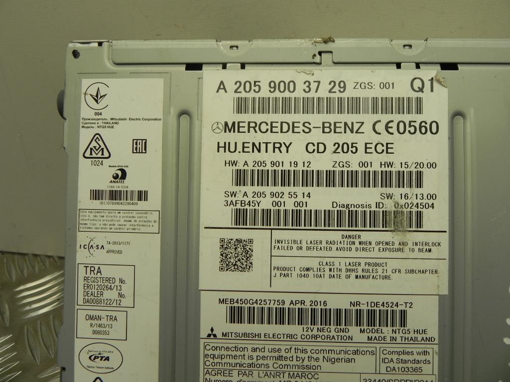 MERCEDES-BENZ C-Class W205/S205/C205 (2014-2023) Автомагнитола без навигации A2059003729, A2059004113 23188537