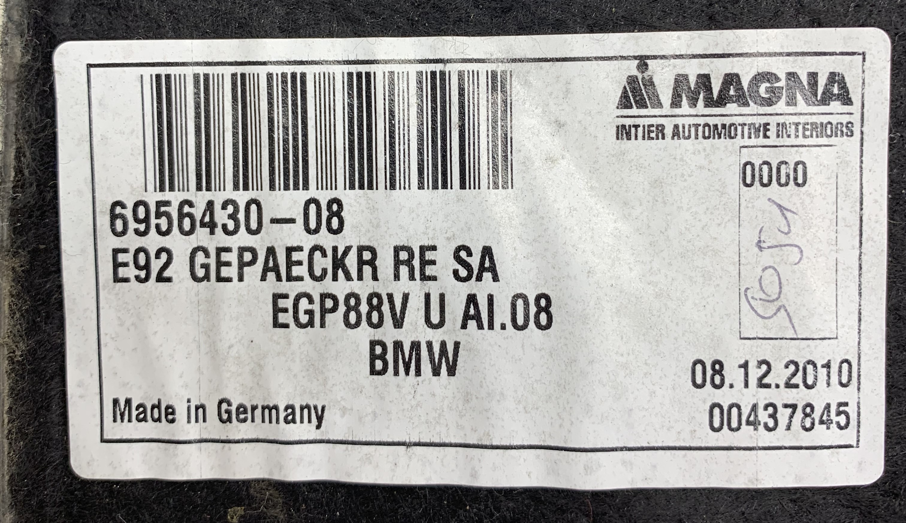 BMW 3 Series E90/E91/E92/E93 (2004-2013) Отделка багажника 6956430, 695643008 23928892