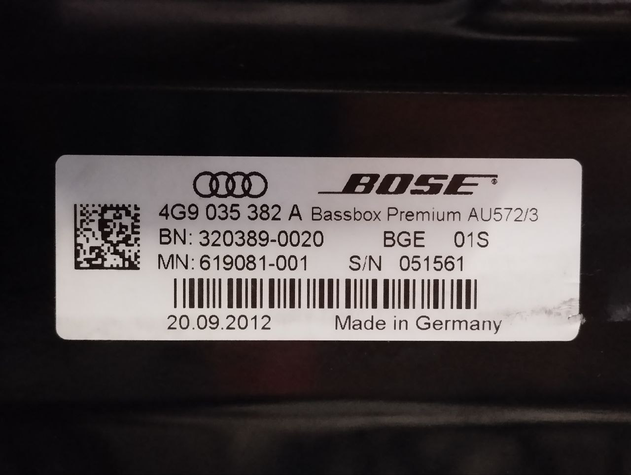 AUDI A7 C7/4G (2010-2020) Žemųjų dažnių garsiakalbis 4G9035382A 23493541